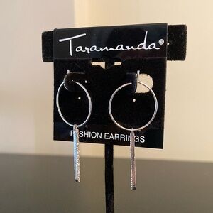 Taramanda Silver Hoop Earrings with Dangle